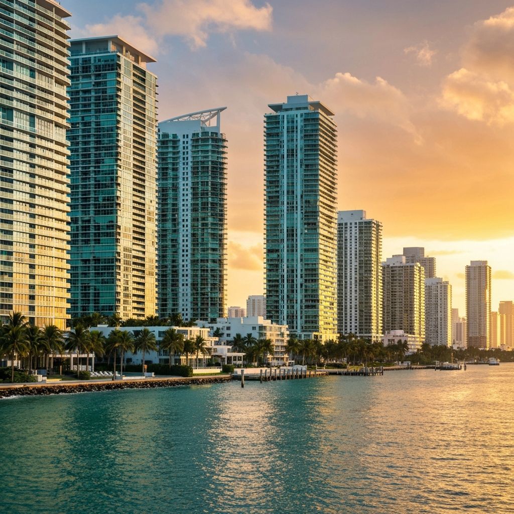 Miami skyline at sunset